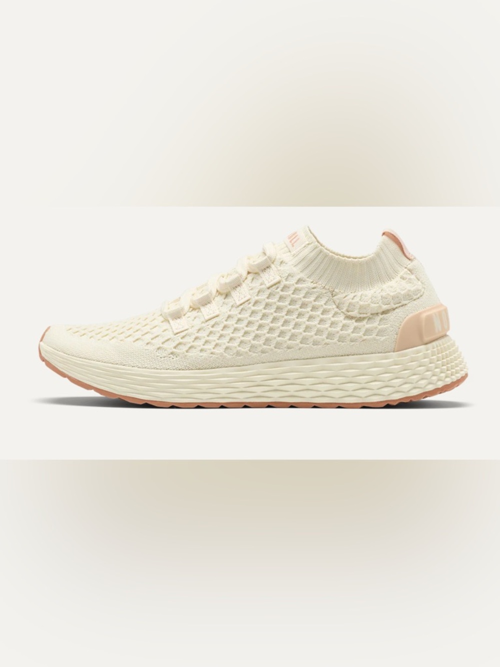 Women’s Breathable Knit Slip-On Sneaker in Cream with Blush Accents